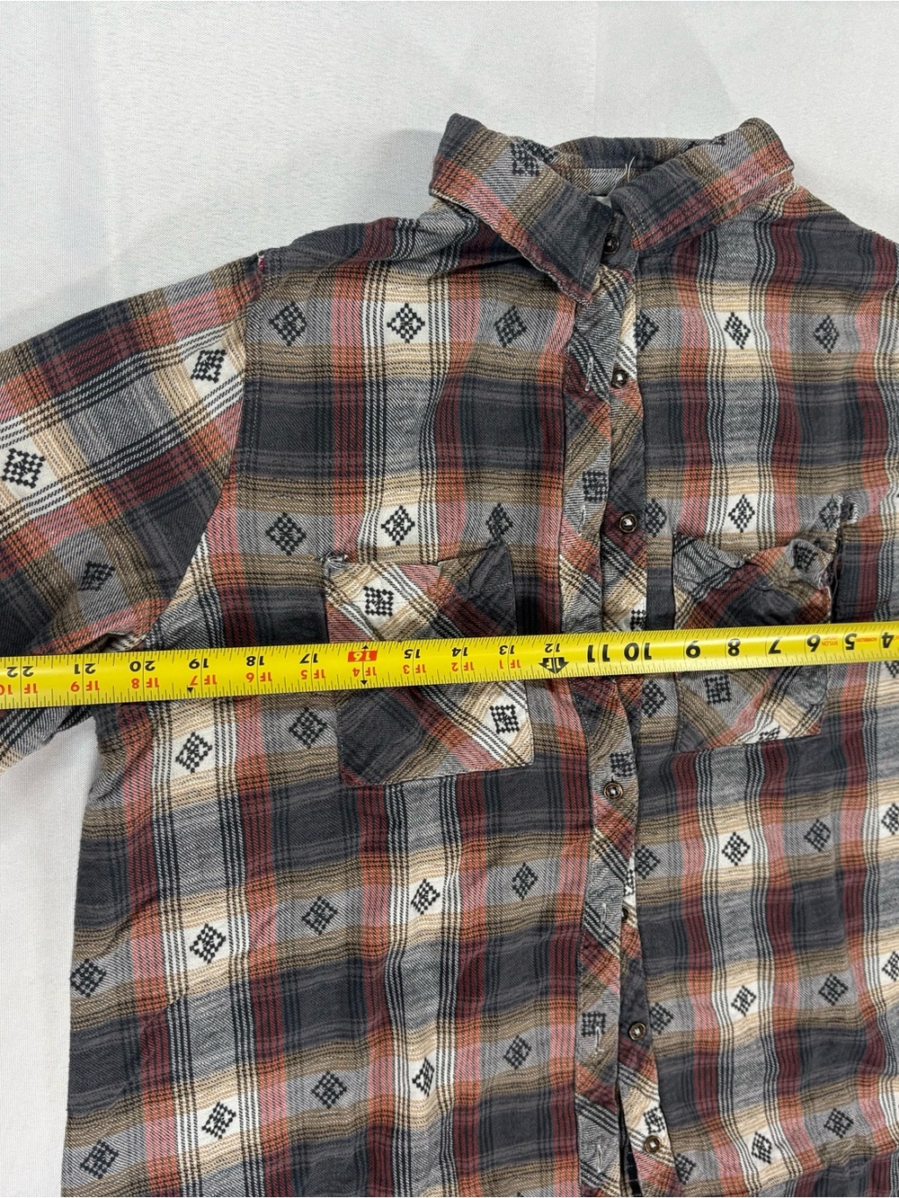 Free People XL Oversized Plaid Button Down Flannel Shirt Boho Western - Picture 5 of 6